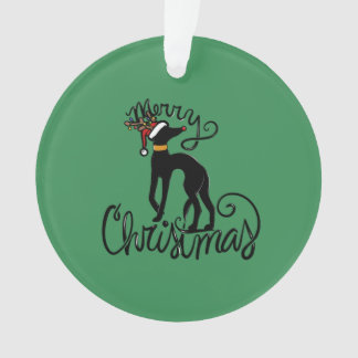 Merry Christmas Greyhound Reindeer  Ornament