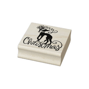Merry Christmas Greyhound Reindeer Rubber Stamp