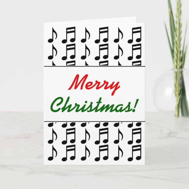 "Merry Christmas!" + Grid of Musical Notes (Front)