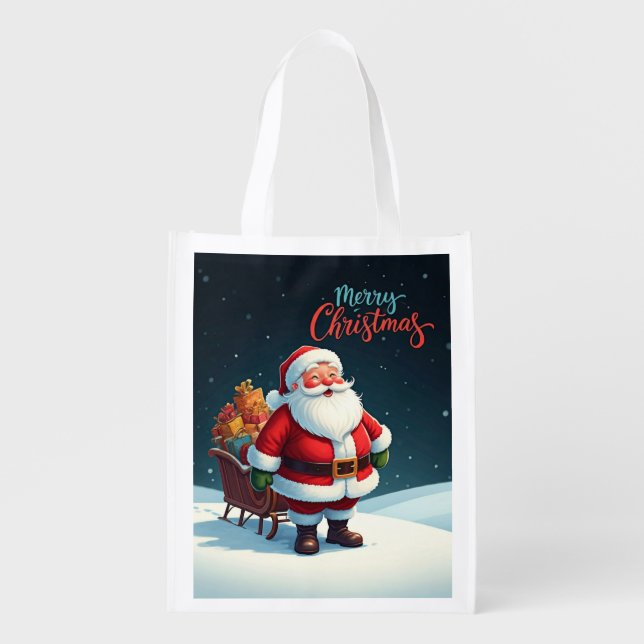 Merry Christmas  Grocery Bag (Front)