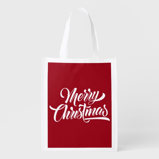 Merry Christmas Grocery Bag (Front)