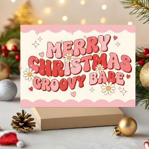 Merry Christmas Groovy Babe Holiday Card