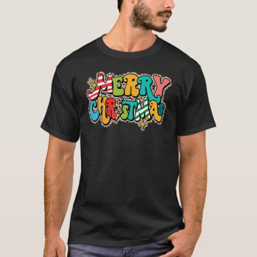 Merry Christmas Groovy Retro Christmas Pajamas Win T_Shirt