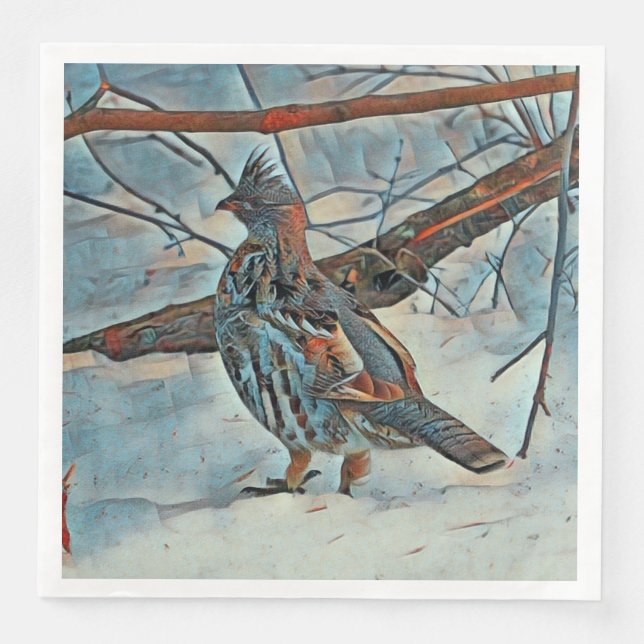 Merry Christmas Grouse Paper Dinner Napkins (Front)