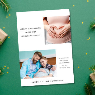Merry Christmas Growing Expecting Family Photo Holiday Card