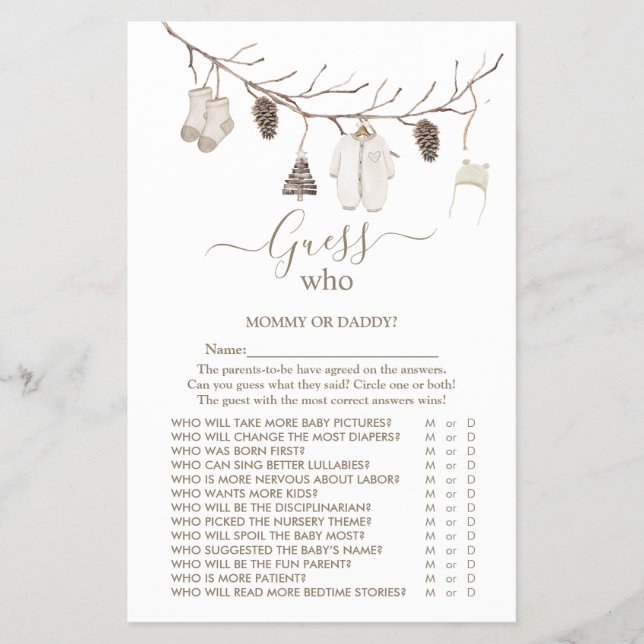 Merry Christmas 'Guess Who'  Baby Shower Game Flyer (Front)