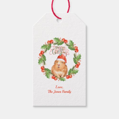 Merry Christmas Guinea Pig Gift Tags