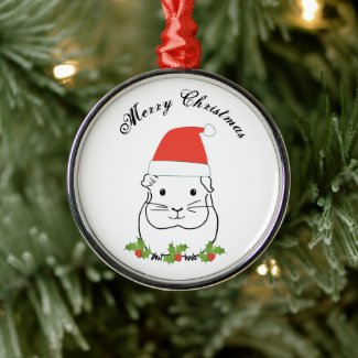 Merry Christmas Guinea Pig in a Santa Hat