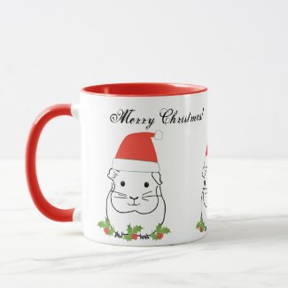 Merry Christmas Guinea Pig in a Santa Hat
