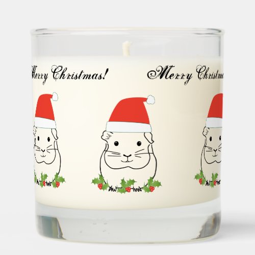 Merry Christmas Guinea Pig in a Santa Hat Scented Candle