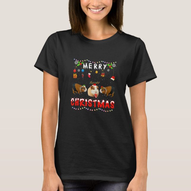 Merry Christmas Guinea pig Xmas  Animals Pajama T-Shirt (Front)