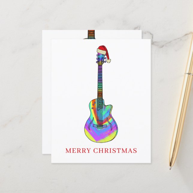 Merry Christmas guitar colorful budget (Front/Back In Situ)