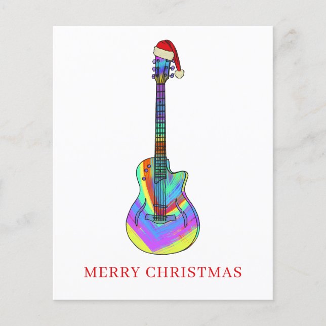 Merry Christmas guitar colorful budget Flyer (Front)