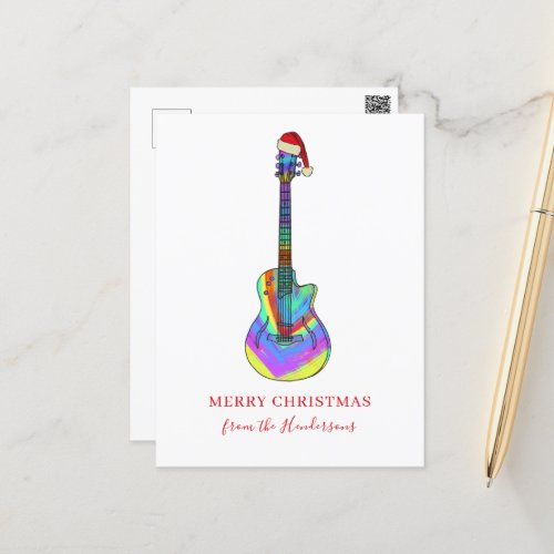 Merry Christmas guitar personalized  Holiday Postcard