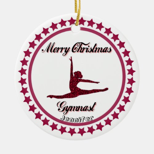 Merry Christmas Gymnast Ceramic Ornament
