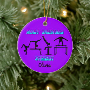 Merry Christmas Gymnast Ceramic Ornament