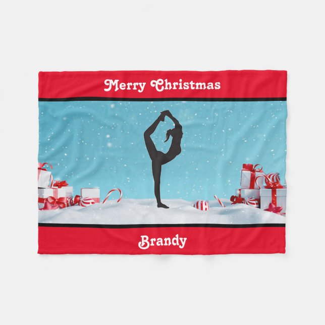 Merry Christmas Gymnast / Cheer Scorpion Fleece Blanket (Front (Horizontal))