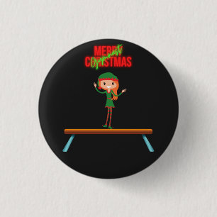 Merry Christmas Gymnast Elf Button