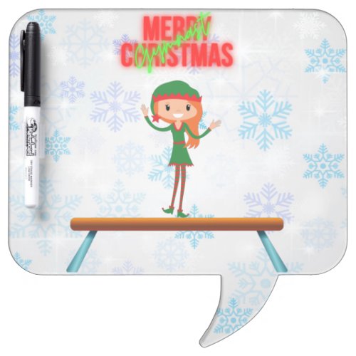 Merry Christmas Gymnast Elf Dry Erase Board