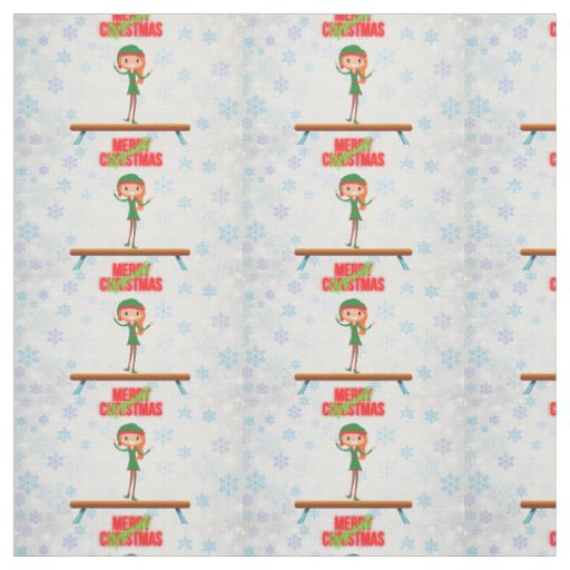 Merry Christmas Gymnast Elf Fabric
