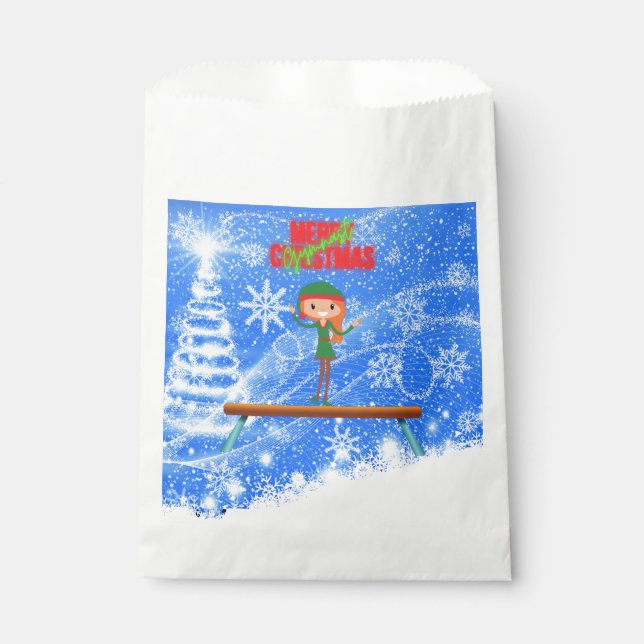 Merry Christmas Gymnast Elf Favor Bag (Front)