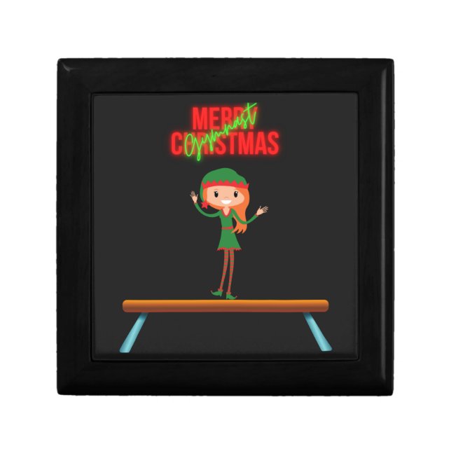 Merry Christmas Gymnast Elf Gift Box (Front)