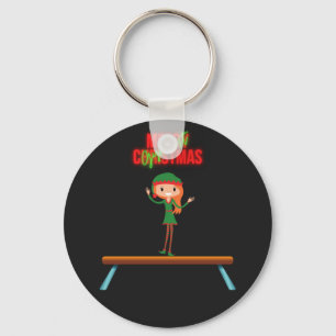 Merry Christmas Gymnast Elf Keychain