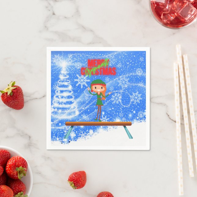 Merry Christmas Gymnast Elf Napkins (Insitu)