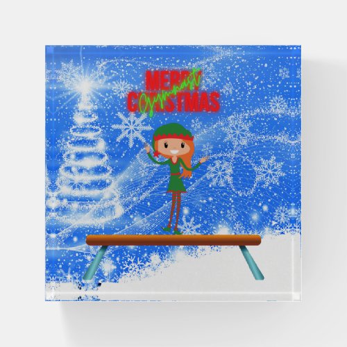 Merry Christmas Gymnast Elf Paperweight