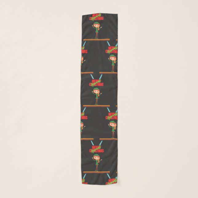 Merry Christmas Gymnast Elf Scarf (Front)