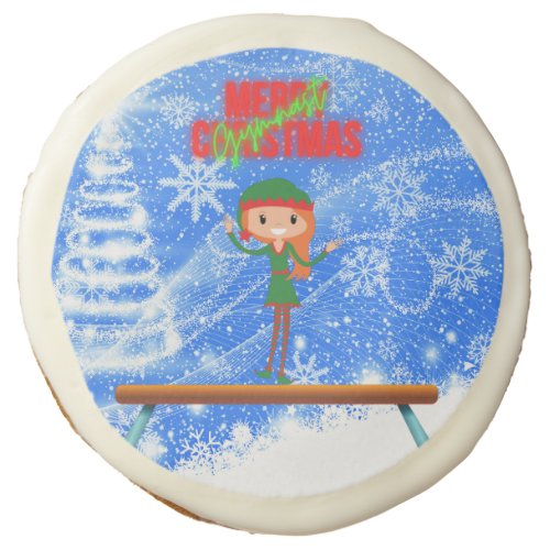Merry Christmas Gymnast Elf Sugar Cookie