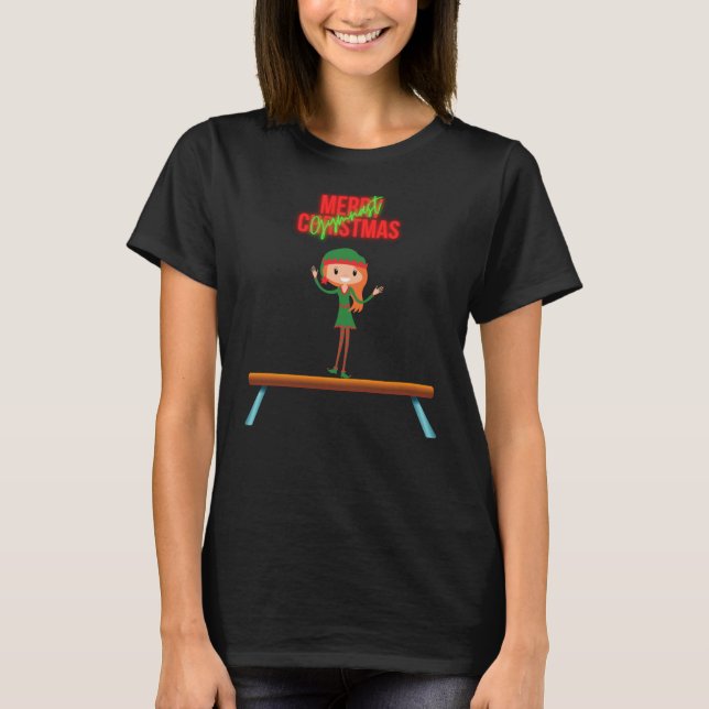 Merry Christmas Gymnast Elf T-Shirt (Front)