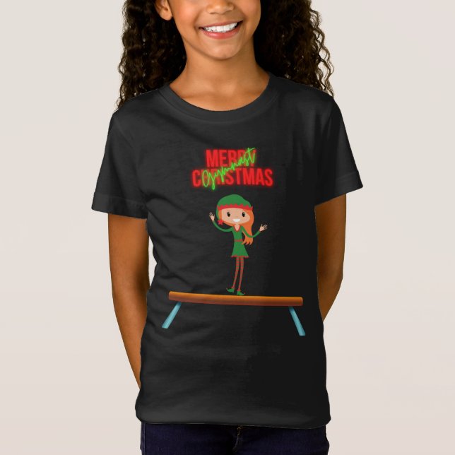 Merry Christmas Gymnast Elf T-Shirt (Front)