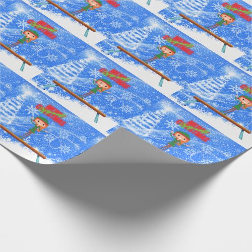Merry Christmas Gymnast Elf Wrapping Paper