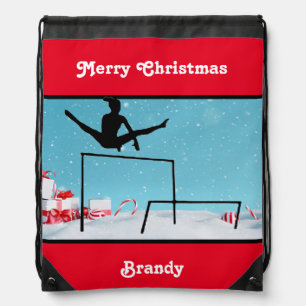 Merry Christmas Gymnastics Drawstring Bag