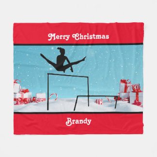 Merry Christmas Gymnastics Fleece Blanket