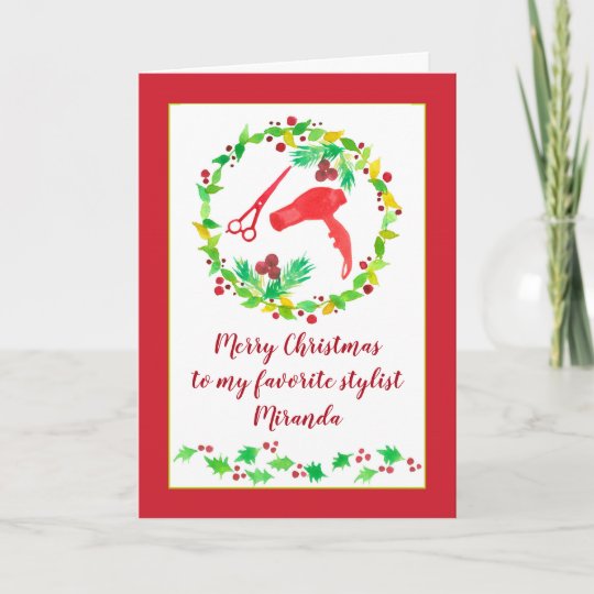 Merry Christmas Hair Stylist Custom Card 