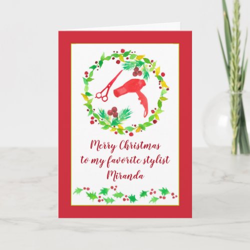 Merry Christmas Hair Stylist Custom Card