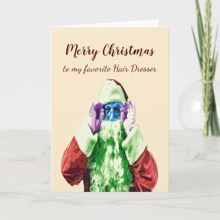 Merry Christmas Hairdresser Fun Santa Nice List Holiday Card