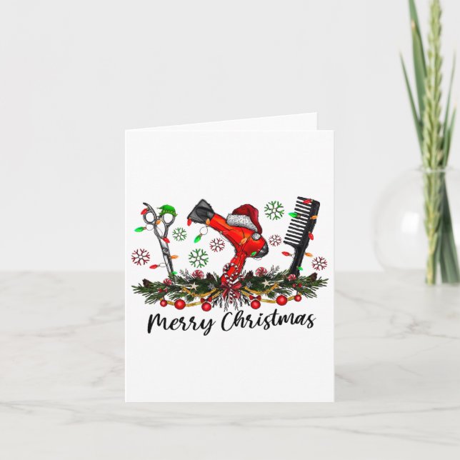 Merry Christmas Hairstylist Hairdresser Matching C Card (Front)