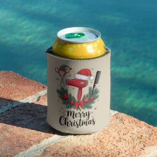 Merry Christmas Hairstylist Hairdresser Xmas Hair Can Cooler