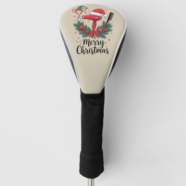 Merry Christmas Hairstylist Hairdresser Xmas Hair  Golf Head Cover (Front)