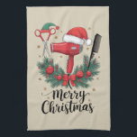 Merry Christmas Hairstylist Hairdresser Xmas Hair  Kitchen Towel<br><div class="desc">Merry Christmas Hairstylist Hairdresser Xmas Hair Tools</div>