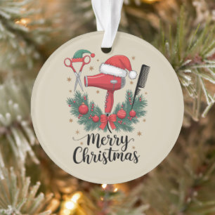 Merry Christmas Hairstylist Hairdresser Xmas Hair Ornament