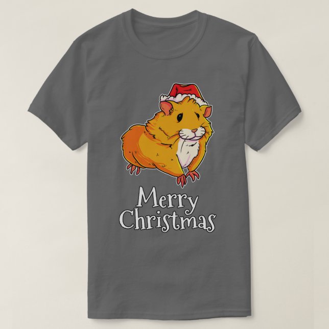 Merry Christmas Hamster Santas Hat Hamster T-Shirt (Design Front)