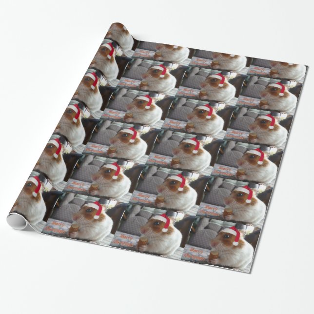 Merry Christmas Hamster Wrapping Paper (Unrolled)