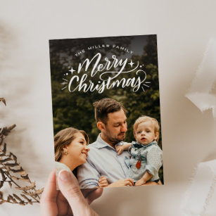 Merry Christmas Hand-Lettered Photo Holiday Card