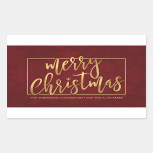 Merry Christmas Hand-Lettered Return Address Rectangular Sticker