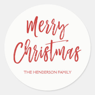 Merry Christmas Hand Lettered Script Christmas Classic Round Sticker