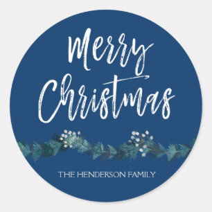 Merry Christmas Hand Lettered Script Christmas Classic Round Sticker